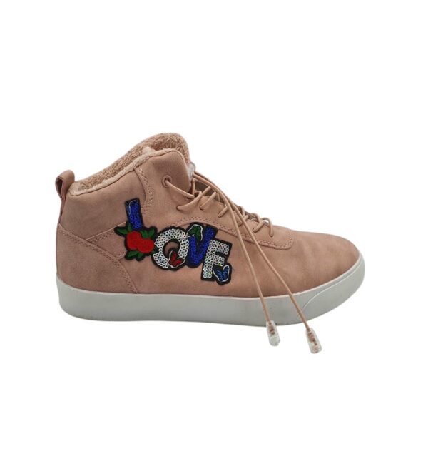 Tenisi dama Vty 41, imitatie de piele, roz, imblaniti - imagine 1