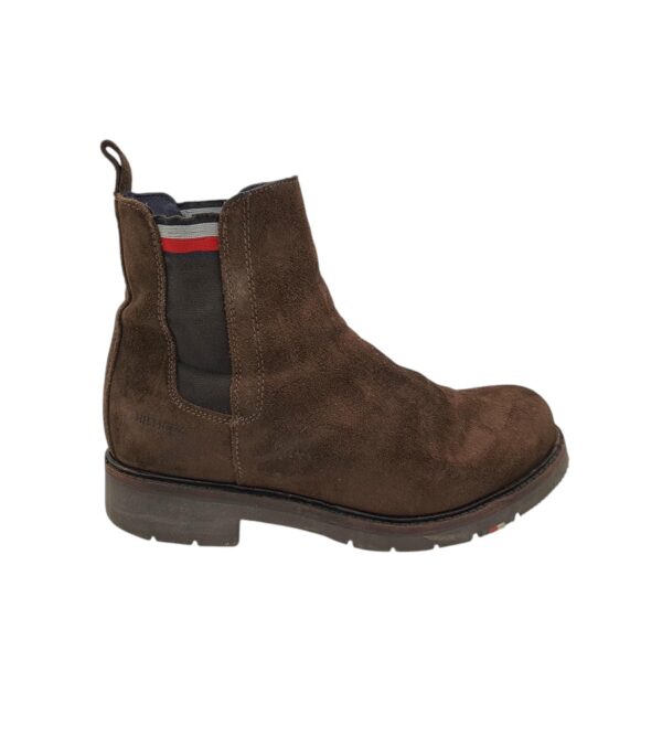 Ghete barbati Tommy Hilfiger 43, piele intoarsa, material textil, maro - imagine 1