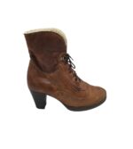 Botine dama Gabor 37, piele, piele intoarsa, maro, imblanite