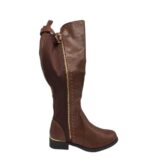 Botine dama Biu 39, imitatie de piele, material textil, maro