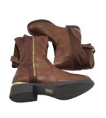 Botine dama Biu 39, imitatie de piele, material textil, maro - imagine 4