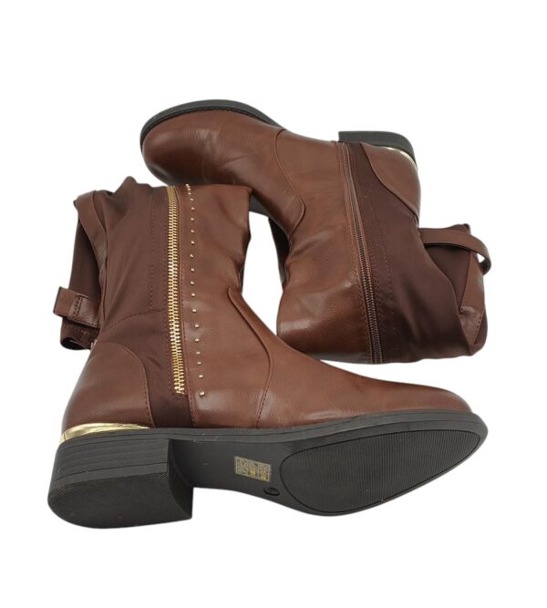 Botine dama Biu 39, imitatie de piele, material textil, maro - imagine 4
