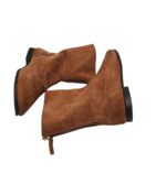 Cizme dama BC 37, piele intoarsa, maro - imagine 4