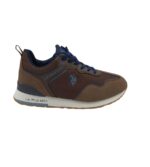 Adidasi barbati U.S  Polo Assn 44, material textil, imitatie de piele,  maro