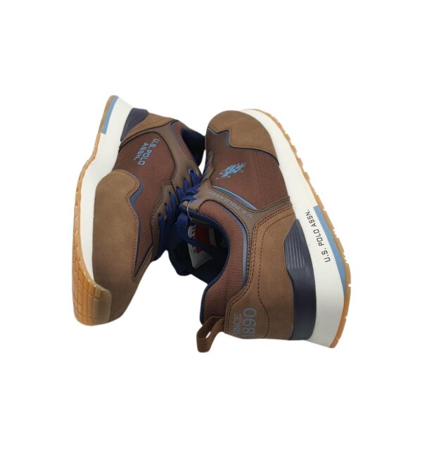 Adidasi barbati U.S  Polo Assn 44, material textil, imitatie de piele,  maro - imagine 4