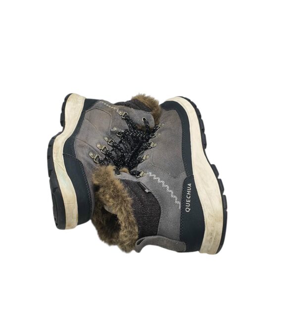 Ghete dama Quechua 38, piele intoarsa, gri, waterproof, imblanite - imagine 4