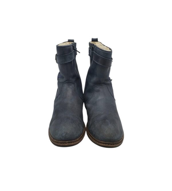 Cizme copii Lepi 35, piele, albastru, imblanite - imagine 3