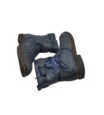 Cizme copii Lepi 35, piele, albastru, imblanite - imagine 4