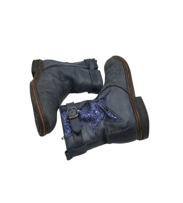 Cizme copii Lepi 35, piele, albastru, imblanite - imagine 4