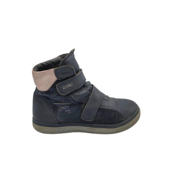 Ghete copii Asso 35, piele, albastru - imagine 1