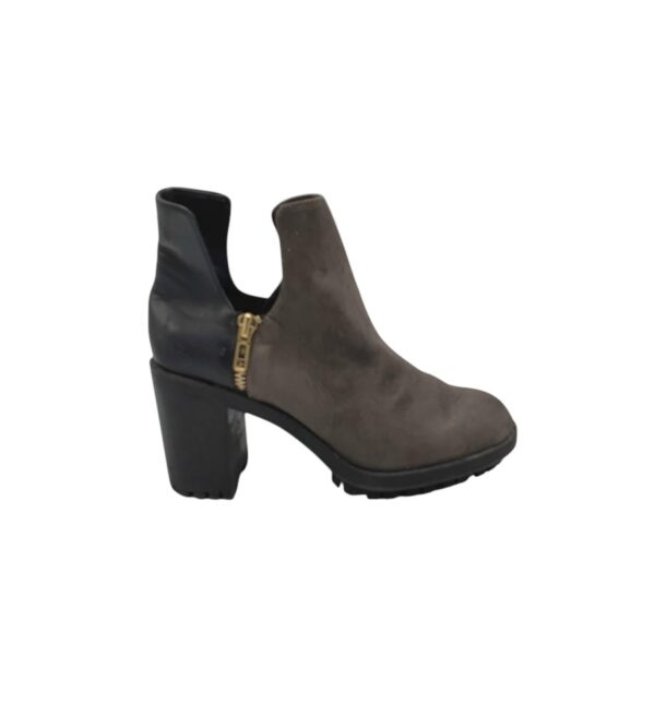 Botine dama Zara 38, material textil, imitatie de piele, gri negru - imagine 1