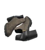 Botine dama Zara 38, material textil, imitatie de piele, gri negru - imagine 4