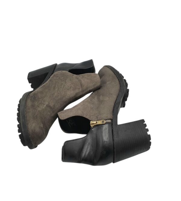 Botine dama Zara 38, material textil, imitatie de piele, gri negru - imagine 4