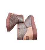 Cizme dama 37, material textil, roz gri, imblanite - imagine 4