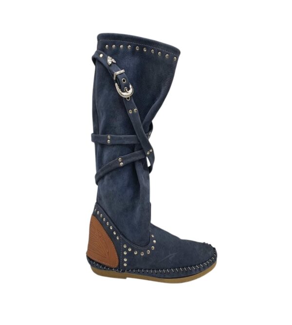 Cizme dama 37, piele intoarsa, albastru - imagine 1