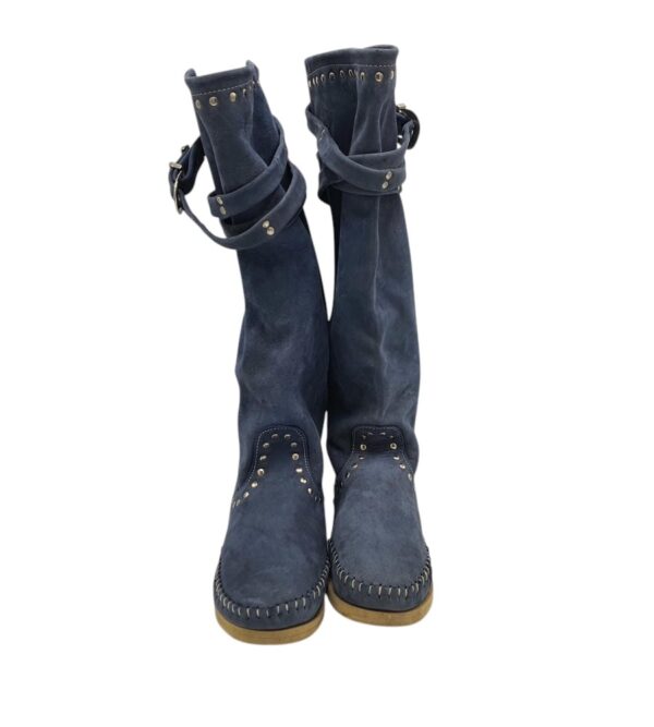 Cizme dama 37, piele intoarsa, albastru - imagine 3