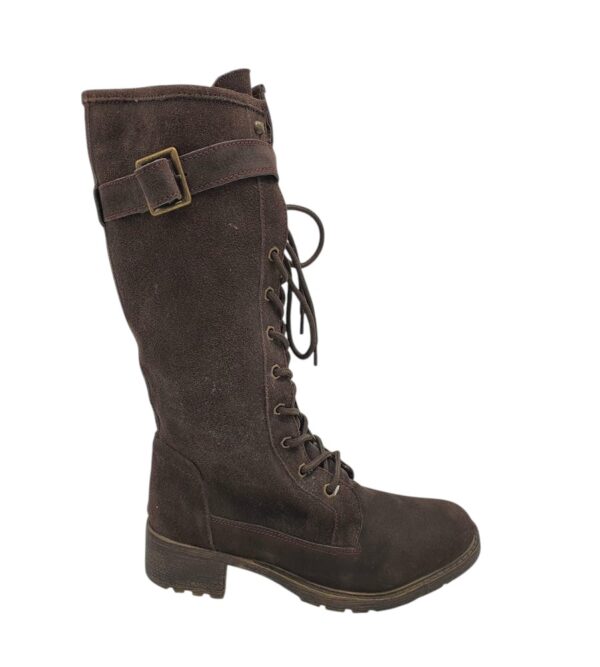 Ghete dama 39, piele intoarsa, maro - imagine 1