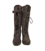 Ghete dama 39, piele intoarsa, maro - imagine 3