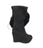 Cizme dama peste genunchi 37, material textil, negru, căptușite