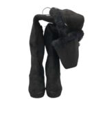 Cizme dama peste genunchi 37, material textil, negru, căptușite - imagine 3