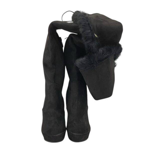 Cizme dama peste genunchi 37, material textil, negru, căptușite - imagine 3