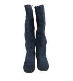 Cizme dama 38, material textil, albastru, imblanite - imagine 3