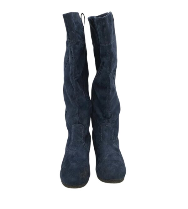 Cizme dama 38, material textil, albastru, imblanite - imagine 3