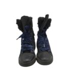 Cizme copii Geox 35, piele intoarsa, negru albastru, imblanite - imagine 3