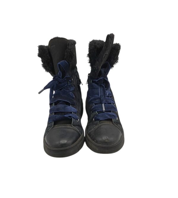 Cizme copii Geox 35, piele intoarsa, negru albastru, imblanite - imagine 3