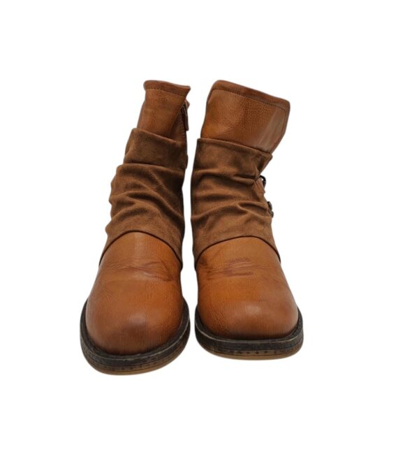 Botine dama Rieker 41, imitatie de piele, material textil, maro - imagine 3