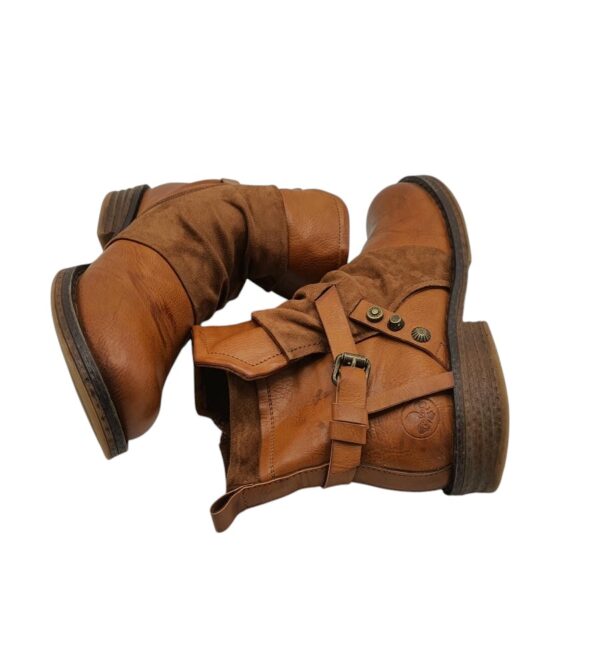 Botine dama Rieker 41, imitatie de piele, material textil, maro - imagine 4