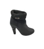 Botine dama Amber Gray 35, material textil, piele, negru
