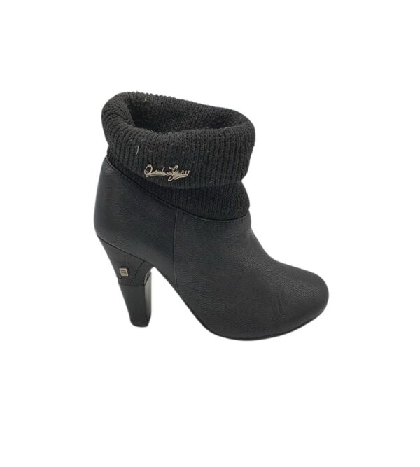 Botine dama Amber Gray 35, material textil, piele, negru - imagine 1