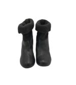 Botine dama Amber Gray 35, material textil, piele, negru - imagine 3