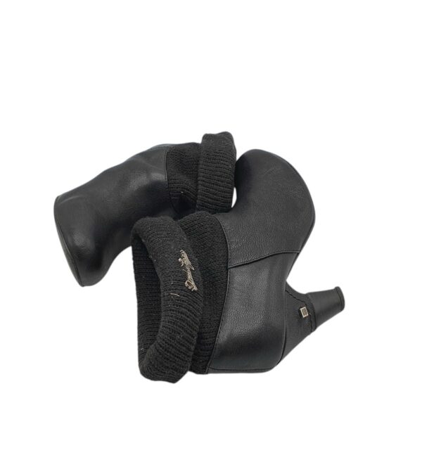 Botine dama Amber Gray 35, material textil, piele, negru - imagine 4
