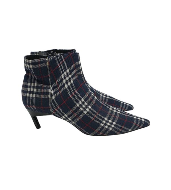 Botine dama Zara material textil, albastru alb - imagine 1