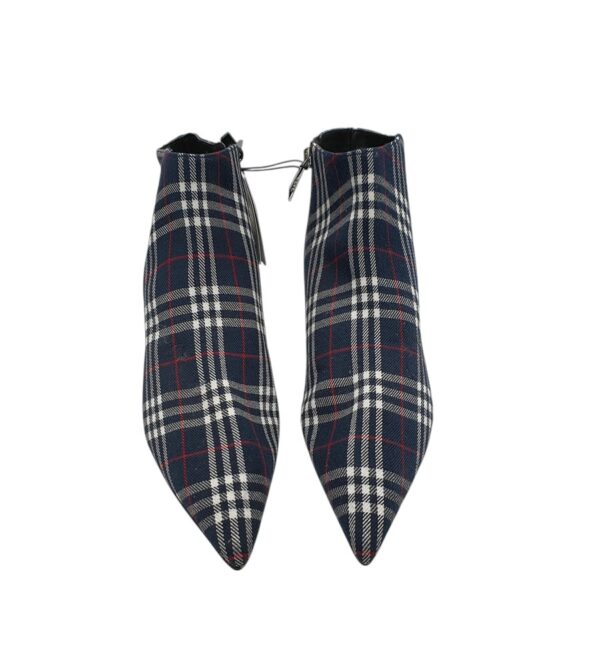 Botine dama Zara material textil, albastru alb - imagine 3