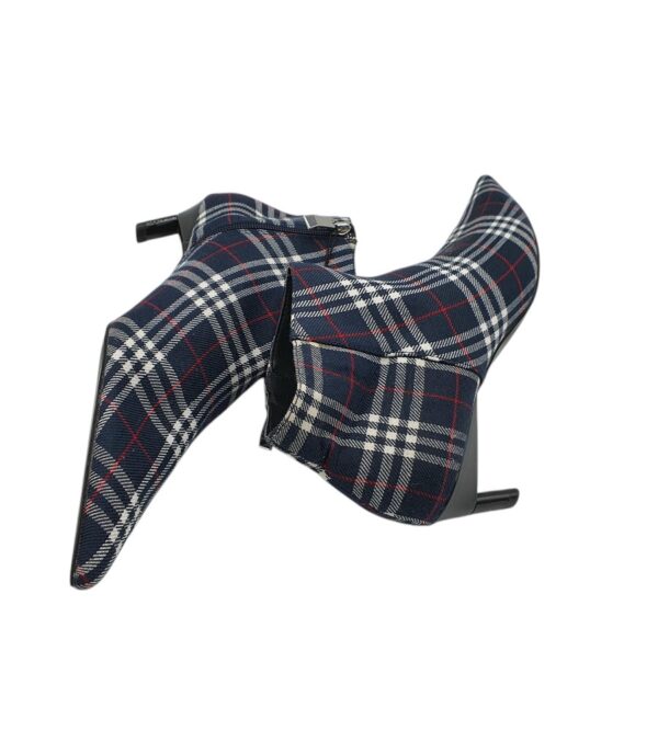 Botine dama Zara material textil, albastru alb - imagine 4