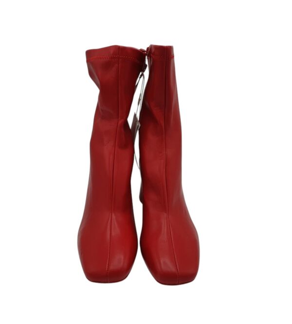 Botine dama Stradivarius 38, imitatie de piele, rosu - imagine 3