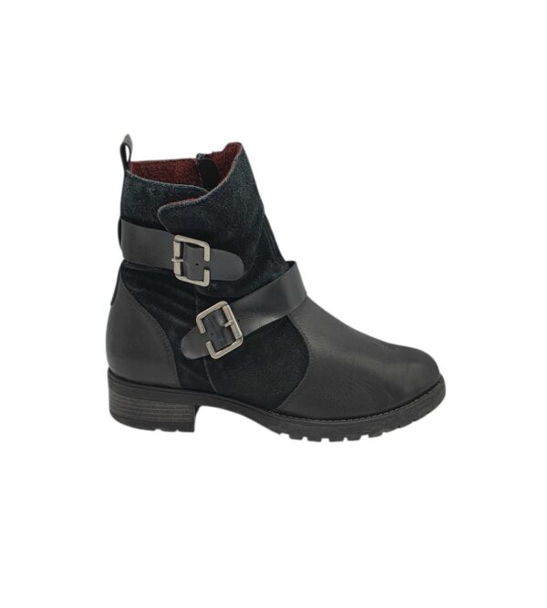 Ghete dama Remonte 40, piele, piele intoarsa, negru - imagine 1
