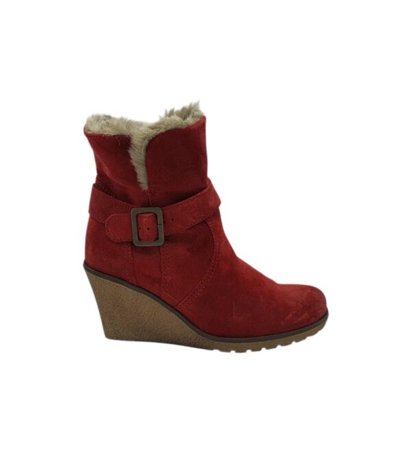 Ghete dama Gabor 40, piele intoarsa, rosu, imblanite - imagine 1