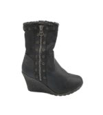 Cizme dama Lilly 42, imitatie de piele, material textil, negru, imblanite