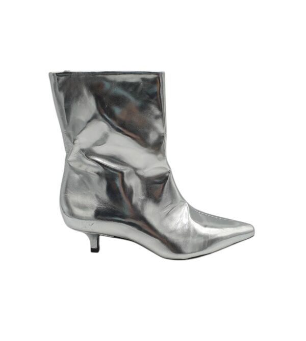 Botine dama Zara, imitatie de piele, argintiu - imagine 1