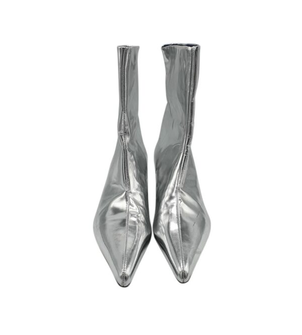 Botine dama Zara, imitatie de piele, argintiu - imagine 3