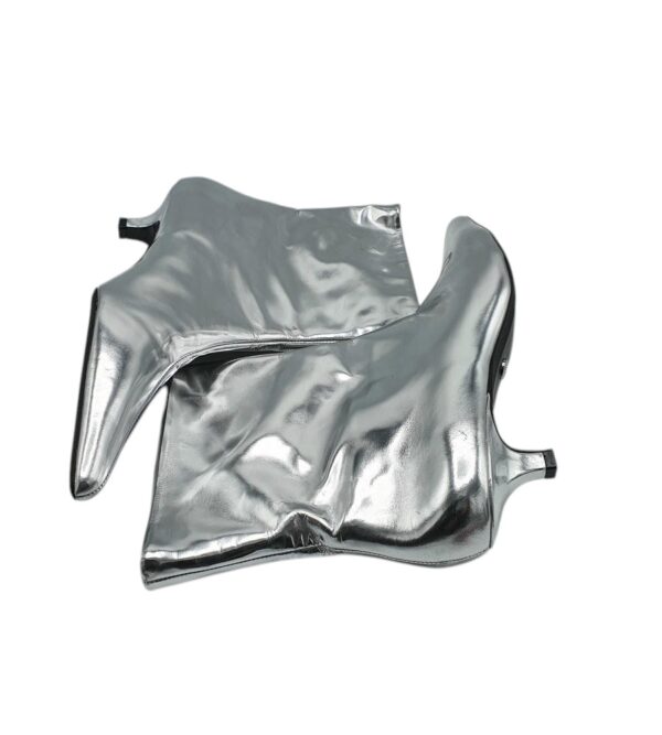 Botine dama Zara, imitatie de piele, argintiu - imagine 4