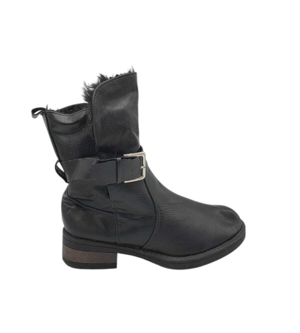 Cizme dama Bpc 39, imitatie de piele, negru , imblanite - imagine 1