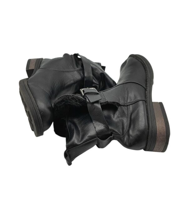 Cizme dama Bpc 39, imitatie de piele, negru , imblanite - imagine 4