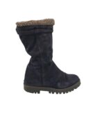 Cizme dama 39, piele intoarsa, negru, imblanite