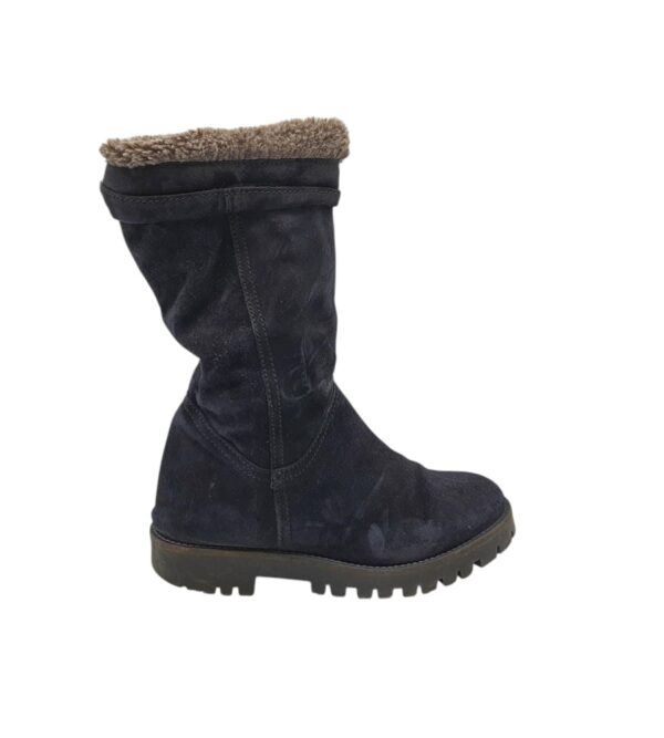 Cizme dama 39, piele intoarsa, negru, imblanite - imagine 1