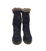Cizme dama 39, piele intoarsa, negru, imblanite - imagine 3